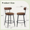 Fashionable and Comfortable - Two Sets Of Rrgonomic High Leg Bar Chairs, With Brown Technology Fabric Cushions That Are Soft And Comfortable,Black Metal Legs. The Total Height is 35.5 Inches.