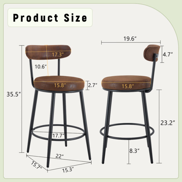 0ada6df142e84c9c81b49505e8093b11_4648b7831f7470f69245d021f57d6233 Fashionable and Comfortable - Two Sets Of Rrgonomic High Leg Bar Chairs, With Brown Technology Fabric Cushions That Are Soft And Comfortable,Black Metal Legs. The Total Height is 35.5 Inches.