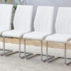 Set of 6 dining chairs, white dining chair set, PU material high backrest seats and sturdy leg chairs, suitable for restaurants, kitchens, living rooms