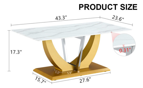 0afe956f0a1a4492bb95458a9db0f35f_0832744f4f91084fdbd43a3fb26b2b26 Coffee table.Modern minimalist Tempered glass with sticker desktop ,golden MDF legs and stainless steel decorative columns. Lightweight and easy to move. CT-907