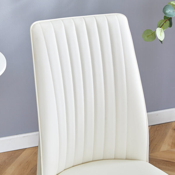 0afea489584a4776bbd889dac76aea3e_1798a2e1d6a10e45497b0f69f0a222c6 4 Dining Chair Set, White Dining Chair Set, PU Material High Back Seat and Sturdy Black Leg Chair for Dining Room, Kitchen and Living Room c-010