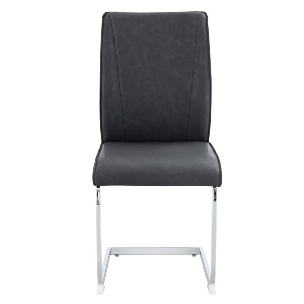 0b2db037626c4e10af120363cb5a1a13_8984e0279b5ac0bca2ebb3ed62df3205 Luxury Simple Arch Chair - Set of 8 Dark Gray PU Material High Resilience Dining Chair with Arched Metal Silver Leg.Crazy Horse Texture PU Dining Chairs.