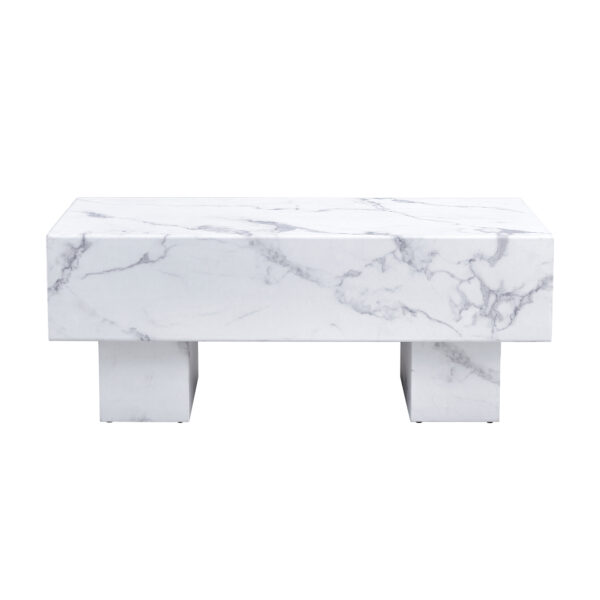 0b4710afabec4b1992c0c980c4206047_20240123_1ddedc01f5522caf0af62e2a2a1131d9 Modern Simple White Marble Texture MDF Coffee Table - 43.3"x21.6"x17.2" Practical Model.Making it an ideal addition to any living room or apartment.W1151134962