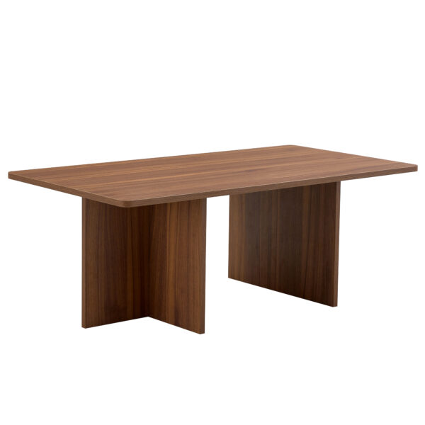 0b74aa23ac3745cda06f1d7cb4e112e0_658d8f9b935bf0cf0d8fcaaa89c6d0d9 44.8 Inch Walnut Wood Grain MDF Coffee Table - Modern Luxury, Stable Triangular Support.The coffee table is made of medium density fiberboard material and is suitable for living rooms, bedrooms,etc.