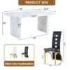Table and chair set.63"*35.4" White Imitation Marble Pattern MDF Dining Table Set - 6 PU Chair With Black Saddleback, Geometric Pattern Backrest,Golen Curved Metal Leg..Suitable For Various Scenes.