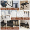 Table and chair set.Modern Black Marble Pattern MDF Dining Table Set - 55"x31.4" with 4 Extended Seat Cushion PU Dining Chairs and 1 Bench,A Choice of Subtle Luxury for Modern Homes.