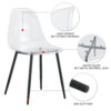 Modern minimalist transparent dining chair, plastic chair, armless crystal chair, Nordic creative makeup stool, negotiation chair, set of 4 pieces, black metal legs,TW-1200
