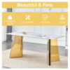 63"x31.5x30" Luxurious Cold Jade Slab Dining Table with Golden Stainless Steel Butterfly Legs.The tabletop is designed to be scratch and heat resistant.Slabs Tabletop,Golden Stainless Steels Legs.