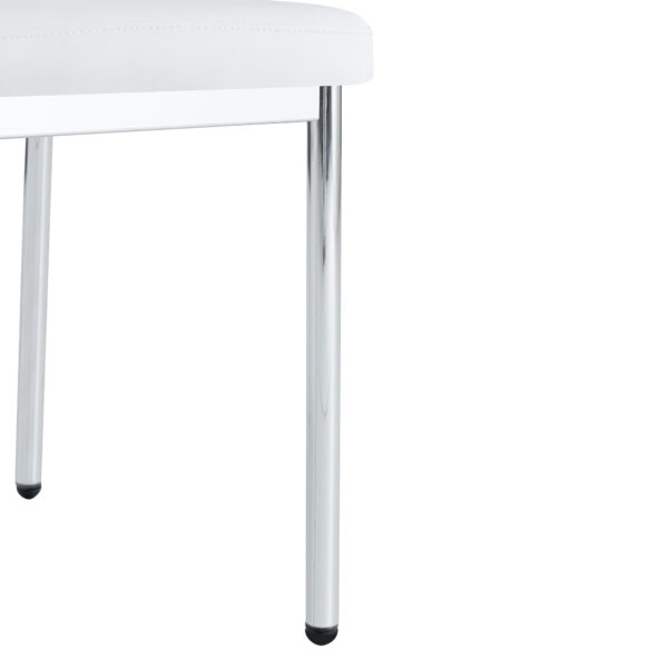 0c31aedba1e549d79f5eab457bfd8ad2_0aad5001778d0ee14819625ebdb33ebc Luxury Simple Chair - Set of 6 White PU Material High Resilience Dining Chair with Metal Silver Leg.The Chair Back Has a Vertical Stripe Design With Smooth And Uniform Lines.