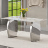 Modern rectangular dining table, imitation marbled rock plate table top, stainless steel table legs, suitable for kitchen, dining room, living room 63 inches * 31.4 inches.