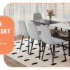 Table and chair set.71*35.4 inch White And Black Spliced Dining Table With Storage Function In The Middle Of The Table Legs.Paired With 8 Light Gray Linen Fabric Chairs.