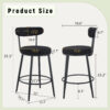 Fashionable and Comfortable - Two Sets of Ergonomic High Legged Bar Chairs, With Black Breathable Fabric Cushions And a Total Height of 35.5 Inches.Pack two in one box.