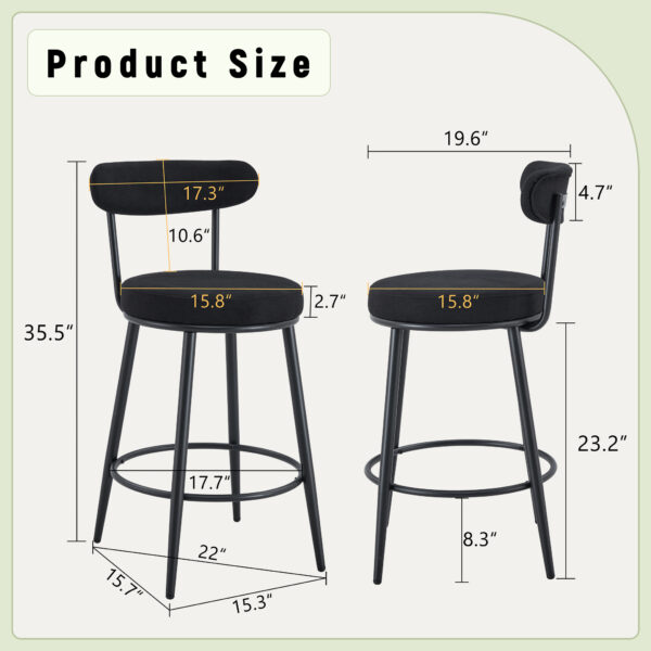 0c85bc6fa80f4a86a3a37be9b9e99f20_74c039d4eea3740a2f7f0cef3cb7d2e5 Fashionable and Comfortable - Two Sets of Ergonomic High Legged Bar Chairs, With Black Breathable Fabric Cushions And a Total Height of 35.5 Inches.Pack two in one box.