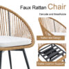 Modern 3-Piece Set: 17.7" Anti-Spill Round Coffee Table + 2 Rattan Swivel Chairs, Outdoor Patio Furniture for Tea Time.Suitable for Various Outdoor Venues.3-piece Set Packaged As A Single Package.