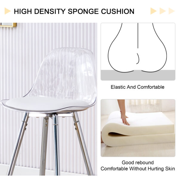 Modern and comfortable upholstered bar chairs, metal legs, small size bar chairs, suitable for part of the crowd, stylish design for dining room, kitchen, terrace and living room chairs.
