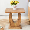 Modern Minimalist Wood Texture Sticker-Patterned MDF Square Coffee Table. Add a quiet and cozy atmosphere to your home.Wood color,MDF coffee table,wood-colored textured decal,side table.