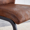 A set of two brown chairs, including suede cushions and black metal legs. Small size, suitable for select groups, suitable for dining room, kitchen, terrace and guest office chairs (set of 2)