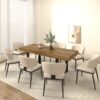 Rectangle extendable dining table for 6-10 people aged effect wood and black 160-200 cm