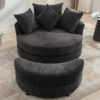 Orisfur. 360° Swivel Accent Barrel Chair with Storage Ottoman & 4 Pillows, Modern Chenille Leisure Chair Round Accent for Living Room, Gray