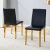 Two Black PU dining chairs, Golden Metal Legs.Simple and versatile, comfortable and accompanied. Exquisite and versatile dining chairs unlock a comfortable new experience.(Set of 2)