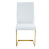 Luxury Simple Arch Chair - Set of 4 White PU Material High Resilience Dining Chair with Arched Metal Gold Leg.