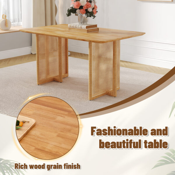 0d68a184da0d43eba40b69c3b7b29346_ee84fdca5345125958a6a65727acc304 Chinese country retro solid wood dining table, simple modern imitation rattan dining table, wooden dining table.Suitable for dining room, living room, office.Natural Style Solid Wood Dining Table.