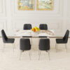 Table and chair set.63*31.4 Inch Pandora Patterned Sintered Stone Dining Table Set - 6 Black Chairs With Silver Metal Legs.Modern Light Luxury.Perfect For Dinner Room,Meeting Room,Kitchen,etc.