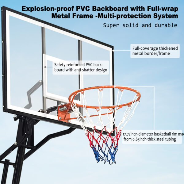 0da636eb76794a49936dedea676315d4_ad30b1112f8bba34b6ebf2f5f3b50581 Portable Basketball Hoop for Youth Adults & Professional Match,Adjustable Height 8.04 ft to 10.01 ft,44 inch Backboard with Rebound System, Indoor/Outdoor Basketball Goal with Rebound Board and Wheels