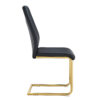 Modern dining chairs with faux leather padded seats, dining room chairs, gold metal leg upholstered chairs, suitable for kitchens, living rooms, bedrooms, and offices, set of 6 (black+PU leather)C-001