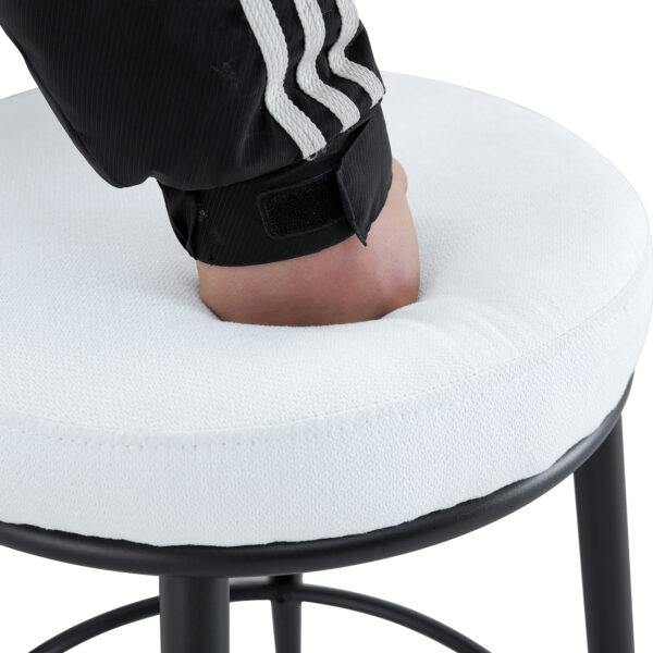 Fashionable and Comfortable - Two Sets of Ergonomic High Legged Bar Chairs,With White Fabric Cushions And a Total Height Of 35.5 Inches.Black And White Classic Color Scheme, Fashionable And Versatile.