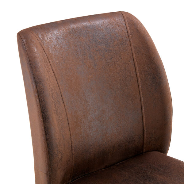 A set of two brown chairs, including suede cushions and black metal legs. Small size, suitable for select groups, suitable for dining room, kitchen, terrace and guest office chairs (set of 2)