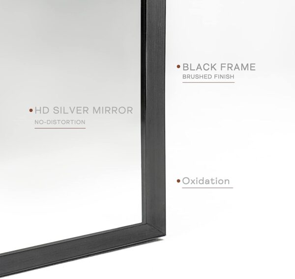 24x36 Inch Black Metal Framed Arched Bathrrom Mirror for Wall.(W2203134097)