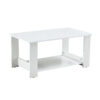 A modern and minimalist white double layered rectangular coffee table and coffee table. MDF material is more durable and suitable for living rooms, bedrooms, and study rooms. 19.6 "*35.4"*16.5 "CT-16