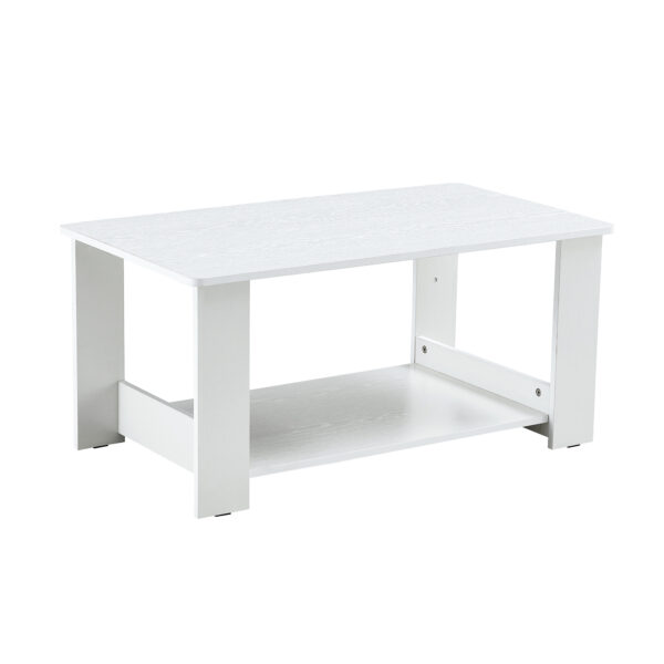 0e63f827ca624b6892f82035a7c2d16b_20240206_3a4239ee7148d758e6e2f557061adc3e A modern and minimalist white double layered rectangular coffee table and coffee table. MDF material is more durable and suitable for living rooms, bedrooms, and study rooms. 19.6 "*35.4"*16.5 "CT-16