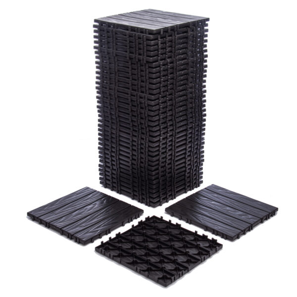 76-Pack 11.42"x11.42" Interlocking Deck Tiles - 68.80 Sq.Ft 3D Wood Grain Plastic Flooring for Outdoor Use , Waterproof & Moisture-Proof Patio Tiles , All-Weather Use & Easy Snap-Together Installation