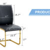 Luxury Simple Arch Chair - Set of 2 BLACK PU Material High Resilience Dining Chair with Arched Metal Gold Leg.
