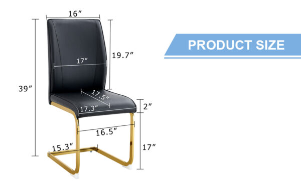 0e6d7b4791a8472db649b824d0f426bb_da48a15fcbbc2de609703a74933bfbd2 Luxury Simple Arch Chair - Set of 2 BLACK PU Material High Resilience Dining Chair with Arched Metal Gold Leg.