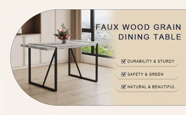 0e7c878524154f169a4277a72e903464_fcdaa67accad6c9ea2fbe2f68b1197aa A minimalist retro rectangular dining table with a specially textured top and black metal legs.Contemporary Minimalist MDF Gray Textured Tabletop.Able To Give People A Visual Beauty With Rules.