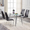 Modern Dining Chairs with Faux Leather Padded Seat Dining Living Room Chairs Upholstered Chair with Metal Legs Design for Kitchen, Living, Bedroom, Dining Room Side Chairs Set of 6 (Black+PU ) C-001