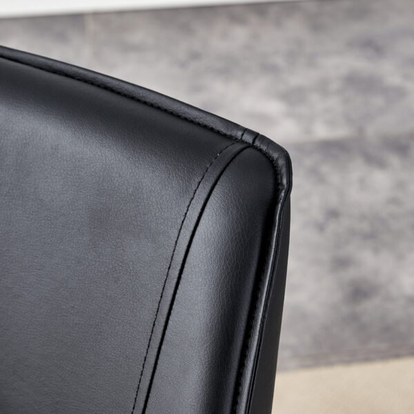 0ed0c55e506c4324bd4475495903ecc0_90f35da4d58e4c8c052f54f8903f2784 Table and chair set.63"*35.4" White Imitation Marble Pattern MDF Dining Table Set - 4 Soft and Comfortable Black PU Chair With Arched Metal Silver Leg.Create Your Exclusive Low-Key Luxury Space.