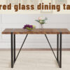 A minimalist retro rectangular dining table with a specially textured top and black metal legs.Contemporary Minimalist MDF Dark Wood Textured Tabletop.Able To Give People A Visual Beauty With Rules.