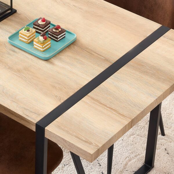 Rustic Industrial Rectangular Wood Dining Table For 4-6 Person, With 1.5" Thick Engineered Wood color Tabletop and Black Metal Legs,Desk For Kitchen Dining Living Room, 55.1" x 31.4"x 29.9"1529W115172