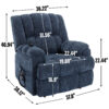Dual Motor Heat Massage Infinite Position Up to 350 LBS Electric Power Lift Recliners with Power-Remote, Medium-firm and Heavy Duty, Blue