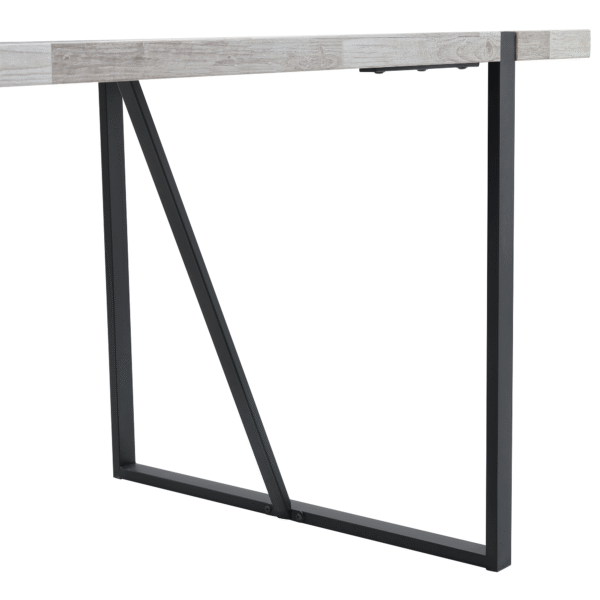 0f6d625ce06040739984b3eeb68e9407_d458820d91801dd8fd881d6e76d63199 Table and chair set.A minimalist retro rectangular dining table with a textured top and black metal legs.Paired With 4 Light Gray Linen-Cotton Dining Chairs With Curved Widened Cushion Design.