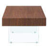 Walnut Colored MDF Coffee Table - 39.3"x21.6" with Tempered Glass Legs.Density Board Sticker,Reinforced Glass Legs.Walnut Colored Texture Sticker.