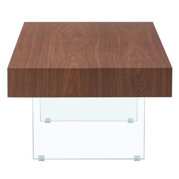 0f9e4bc577fc41e9b4f1bba176371d35_488702c6a1dbc91e55855403e497a32e Walnut Colored MDF Coffee Table - 39.3"x21.6" with Tempered Glass Legs.Density Board Sticker,Reinforced Glass Legs.Walnut Colored Texture Sticker.