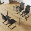 Modern minimalist rectangular transparent tempered glass dining table, 0.4 inches thick, black metal legs, suitable for kitchen, dining room, and living room 63 "* 35.4" * 30 " DT-1544