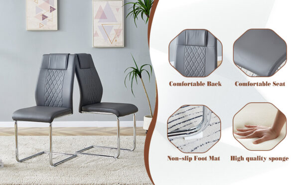 0fb97872d2364393b56bdc0f4ca0a183_9676585c8d942edc933c38e901f3936d Table and chair set.63*31.4 Inch Pandora Patterned Sintered Stone Dining Table Set - 4 Dark Gray Chairs With Silver Metal Legs.Modern Light Luxury.Perfect For Dinner Room,Meeting Room,Kitchen,etc.