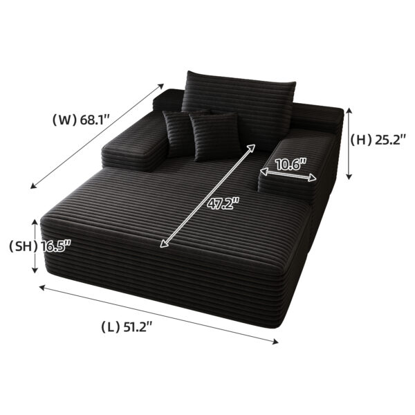 0fbb876dd4864371b18d36c1829fc946_e3f04e9db8887e6f601311f0f7377f33 Modern Sofa bed lounger for moviebonus room,No Assembly Required,Black(Plush Corduroy Fabric)