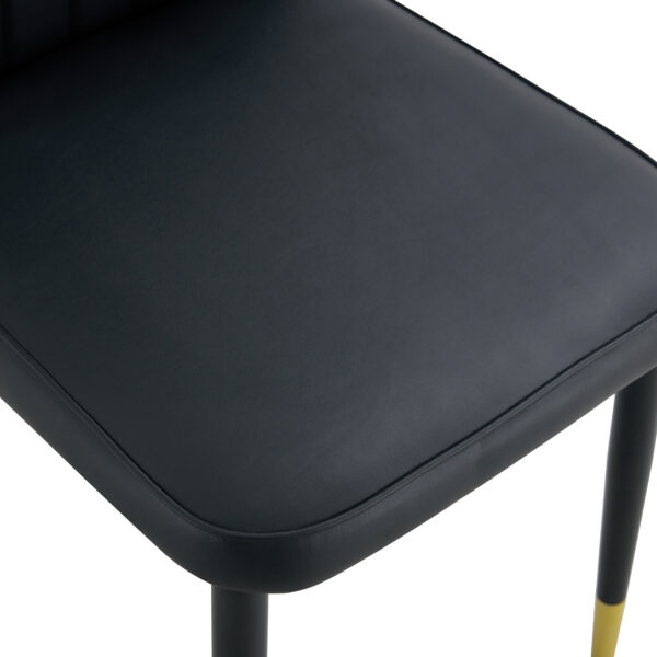 1002ac1dd58e446eae474e76f6347a6d_5aea8bb059ba1ce566e3bc6b1c567b1e 4 modern dining chairs with stylish PU patterned backrest and black metal legs for a comfortable home experience in the kitchen, bedroom and office.